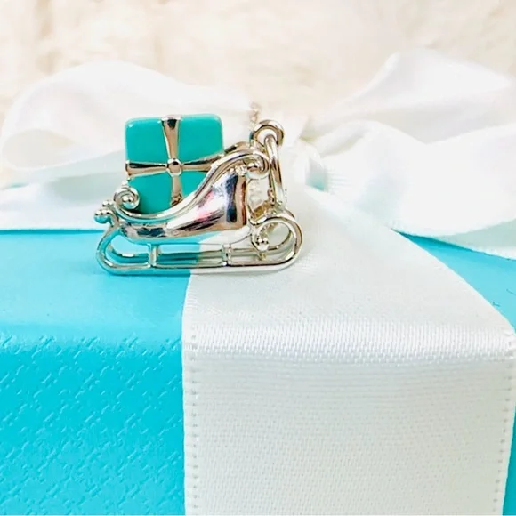 Tiffany & co blue enamel silver sled charm necklace - Picture 4 of 13